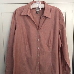 Chico’s Red, White, Silver Stripe Blouse